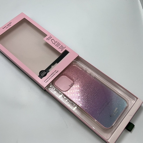 ✨2XHP✨NWT KATE SPADE IPHONE 12 PRO MAX HARDSHELL CASE IN PINK/PUR GLITTER - Picture 5 of 6